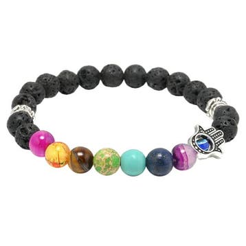 Fako Bijoux - Buddha Armband - Reiki Hamsa - Lavasteen, Verzenden