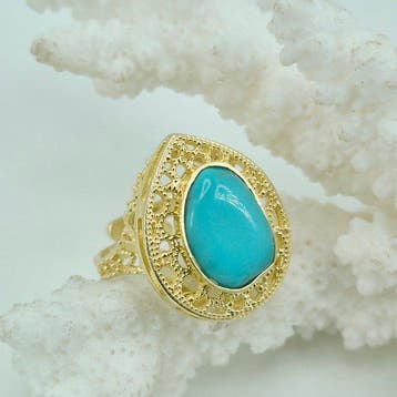 Turquoise - Zilver, Verguld - 2-delige sieradenset -