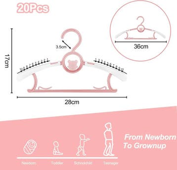 Fousenuk Set van 20 Kinderkleerhangers Roze, Antislip Kun..., Kinderen en Baby's, Ophalen of Verzenden, Nieuw