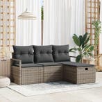 vidaXL Bankstel met kussen met opslag 4 pcs Grijs poly, Verzenden, Nieuw