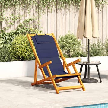 vidaXL Inklapbare stoel met armleuningen, blauw acaciahout, Jardin & Terrasse, Verzenden