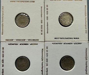 Nederland. Willem III. 10 cent 1871, 1880, 1882 en 1889