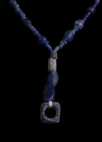Oud-Romeins Donkerblauw glas Kralenketting (Zonder