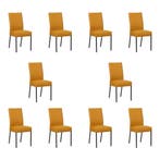 Set van 10 Leren eetkamerstoelen Real - Toledo Leem, Ophalen of Verzenden, Nieuw, Leer, Eén