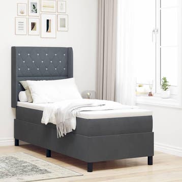 vidaXL Boxspring bed met matras Donkergrijs 80 x 200 cm, Verzenden