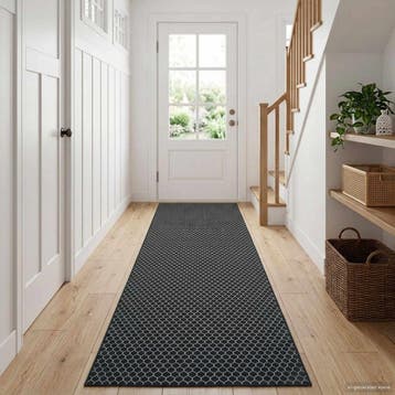 vidaXL Tapijt Runner ORIZ 1150 gsm Zwart gaaspatroon, Verzenden, Nieuw