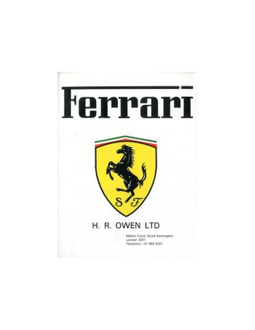 1975 FERRARI HR OWEN BROCHURE ENGELS, Ophalen of Verzenden