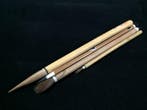Japanese - Statue, Calligraphy Tool Set / Inkstone, brush,