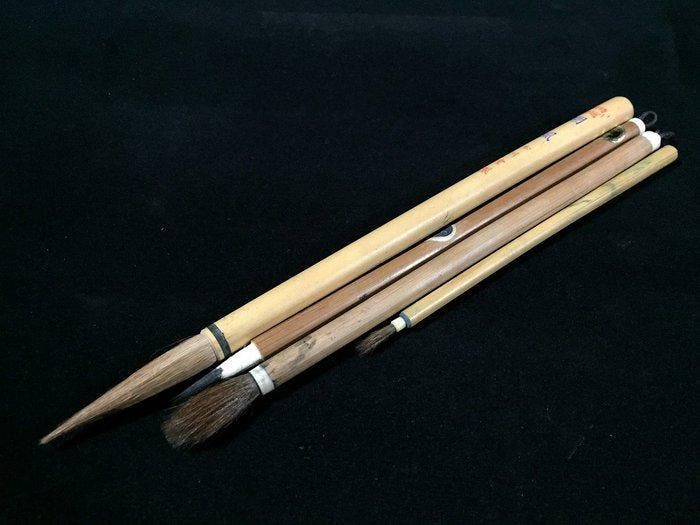 Japanese - Statue, Calligraphy Tool Set / Inkstone, brush,, Antiquités & Art, Antiquités | Jouets