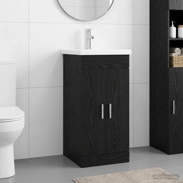 vidaXL Badkamer Vanity met Wastafel Zwart eiken 42 x 40 x, Verzenden