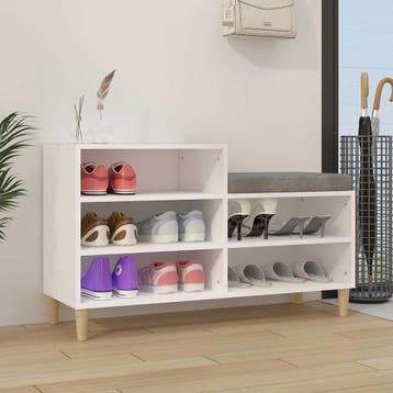 vidaXL Schoenenkast 102x36x60 cm bewerkt hout wit, Verzenden