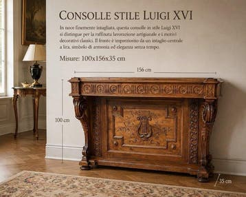 Console - Noyer - Console en noyer, style Louis XVI, Antiquités & Art