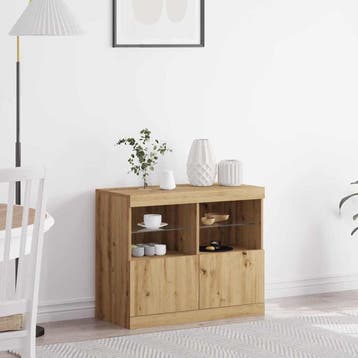 vidaXL LED Dressoir Bruin 81 x 37 x 66,5 cm Bewerkt hout, Huis en Inrichting, Verzenden, Nieuw