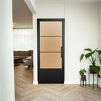 Stalen Binnendeur - 3 Vlaks met kickplate - Mat glas, Minder dan 80 cm, Binnendeur, Nieuw, Metaal