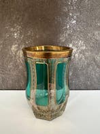 Large Art Deco Bohemian Amethyst Glass Beaker, Acid-Etched &