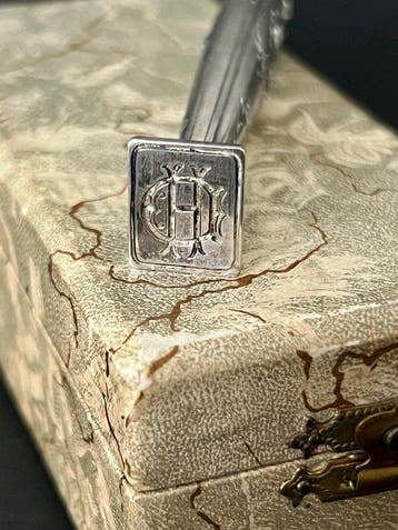 Aristocratie Zilver Monogramzegel - 8 cm, Antiek en Kunst