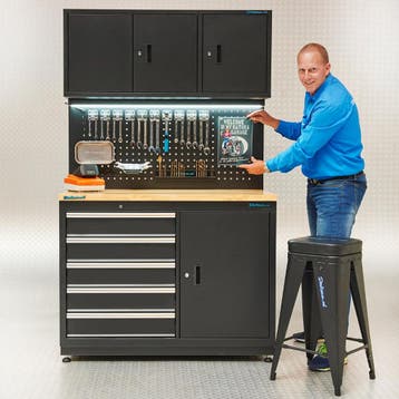 Datona Werkbank garage 120 cm met gereedschapskasten -, Ophalen of Verzenden