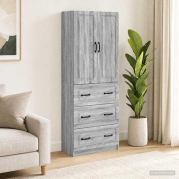vidaXL Kast Set 2 st 66 x 34,5 x 87 cm Bewerkt hout Grijs, Verzenden