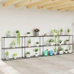 vidaXL 3-laags plantenstandaard Zwart 400 x 32 x 104 cm, Verzenden