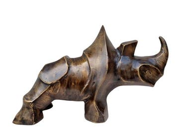 Beeldje - Neushoorn - Brons