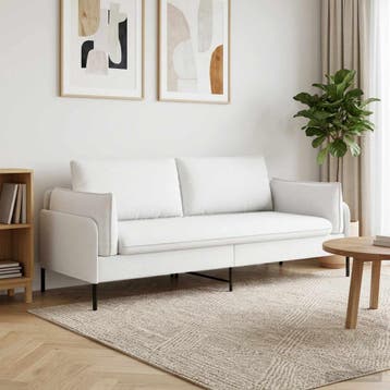 vidaXL 3-Zits Sofa Wit 222 x 81 x 89 cm Stof, Maison & Meubles, Verzenden