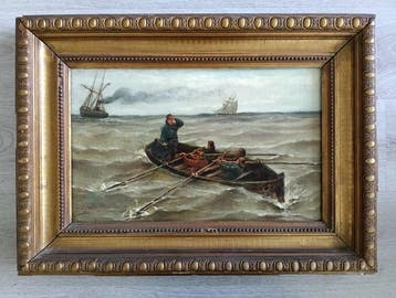 Eugène Wolters (1844-1905) - Schipbreuk op woelige zee
