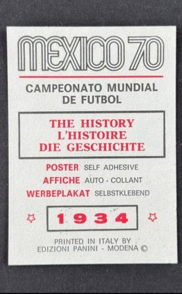 1970 Panini Manifesto/Affiche/Poster Mexico 70 Italie 1934 -, Collections