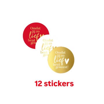 12x Sluitstickers - omdat jij lief bent geweest - 4cm - s..., Verzenden, Nieuw, Meerdere stickers
