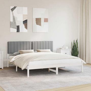 vidaXL Bedframe met Gevoerde Hoofdbord Lichtgrijs 180 x 200, Verzenden