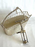 Decanteer mandje voor wijnfles, verzilverd & Kurkentrekker, Nieuw