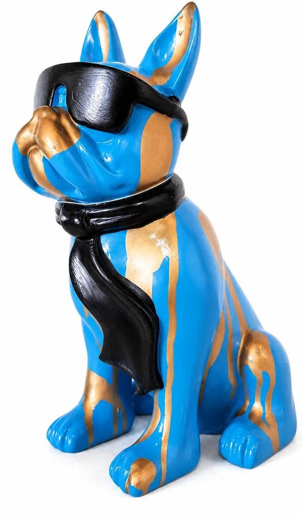 Blauwe Hond met gouden drip – 28 cm, Verzamelen, Beelden en Beeldjes, Nieuw, Verzenden