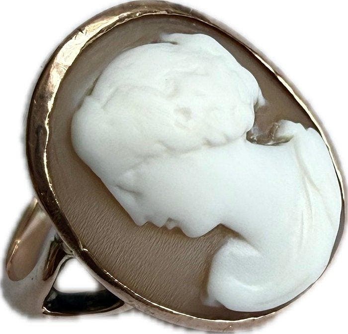 Ring - 9 kt. Roségoud - Gesigneerde Schmoll Cameo, Bijoux, Sacs & Beauté, Bagues