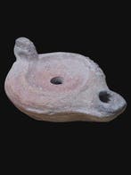 Romain antique Terre cuite, Époustouflant Lampe à huile -