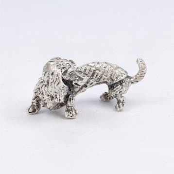 Enrico Mori - Teckel met regenjas - Figurine - Argent 800