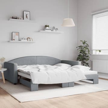 vidaXL Slaapbank met onderschuifbed 100x200 cm stof, Verzenden, Nieuw