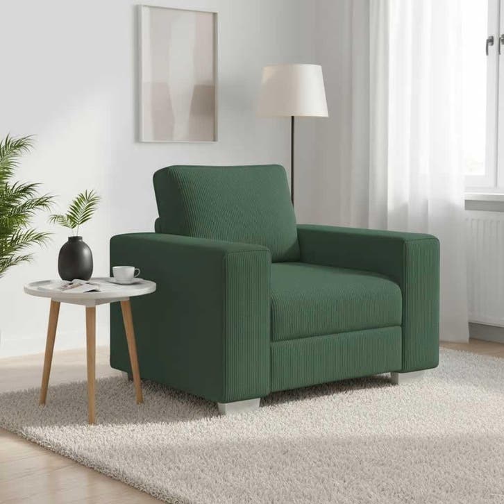 vidaXL Sofastoel Donkergroen 100x77x82 cm Corduroy Stof, Huis en Inrichting, Zetels | Zetels, Nieuw, Verzenden