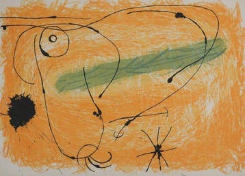 Joan Miro (1893-1983) - Le lézard aux plumes, Abstraction