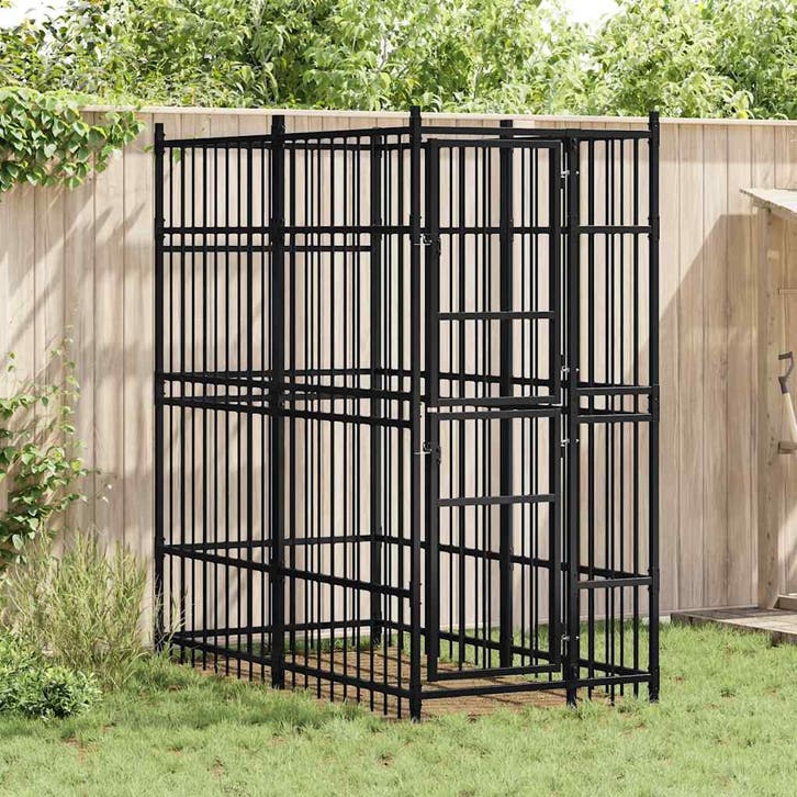 vidaXL Hondenkennel 1,84 m² staal, Dieren en Toebehoren, Hondenbenches, Nieuw, Verzenden