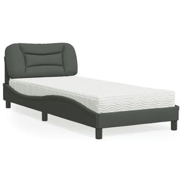 vidaXL Bed met matras Hvar stof donkergrijs 90x200 cm, Huis en Inrichting, Verzenden, Nieuw