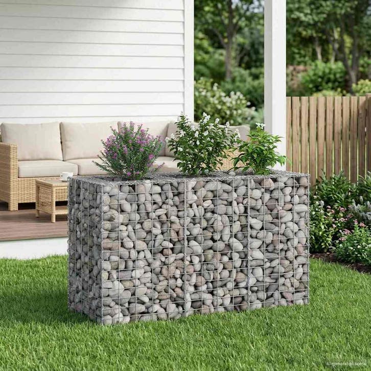 vidaXL Gabion verhoogd bed Zilver, Jardin & Terrasse, Clôtures de jardin, Envoi