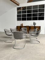 im Stil von Gastone Rinaldi - Chaise (6) - Acier, Coton, Antiquités & Art