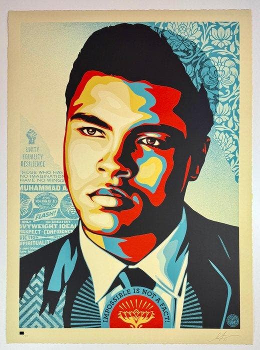 Shepard Fairey (OBEY) (1970) - Muhammad Ali - Heavyweight, Antiek en Kunst, Kunst | Schilderijen | Modern