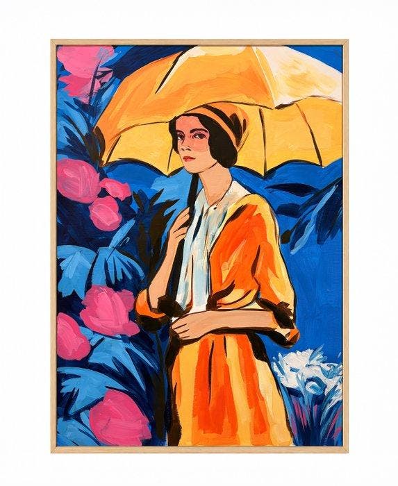 E. García - Paseo con sombrilla XL (no reserve), Antiek en Kunst, Kunst | Schilderijen | Modern