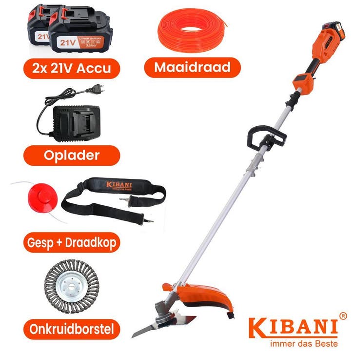 Kibani 2x Accu Bosmaaier – Kanten Maaier Met Onkruidborstel, Jardin & Terrasse, Débroussailleuses