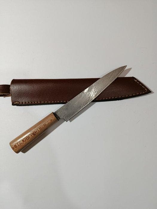 Hypnotics Waves - Keukenmes - Carving knife - Leren schede, Antiek en Kunst, Antiek | Keukengerei