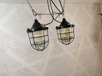 KWE - Plafondlamp (2) - Aluminium, Metaal, Glas - hanglamp, Antiek en Kunst