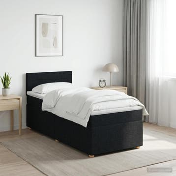 vidaXL Boxspringbed met matras met hoofdeinde Zwart 90 x 200, Verzenden