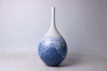 Vase - Porcelaine - Japon - Bouteille à col de grue - Fujii