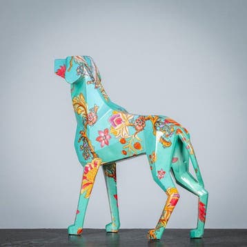 Beeldje - Flower dog - Polyresin