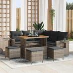 vidaXL Tuinbank Set met kussen 10 pcs Grijs poly rattan, Verzenden